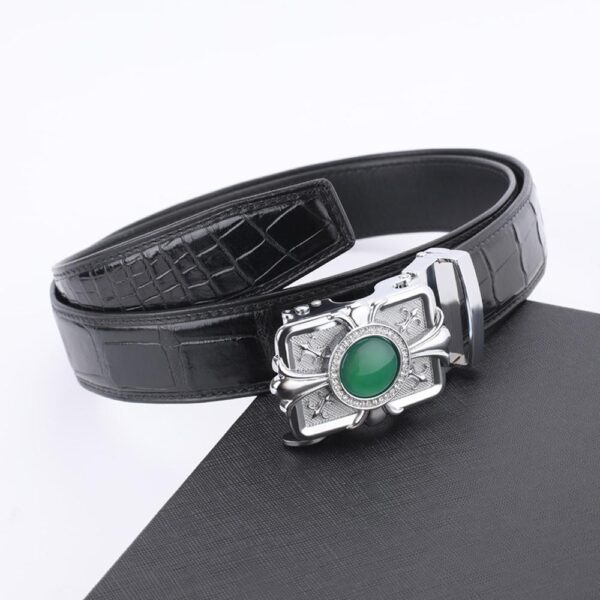 Crocodile Skin Leather Belt With Stone 4260 - Image 3