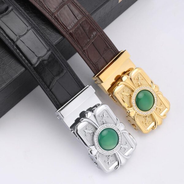 Crocodile Skin Leather Belt With Stone 4260 - Image 2