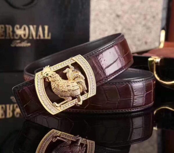 Crocodile Skin  Rooster Belt With Diamond - Image 3