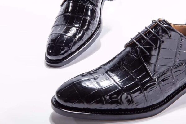 Goodyear Welted Handmade Men Crocodile Leather Lace-Up Shoes,Mens Crocodile Leather Dress Shoes - Image 4