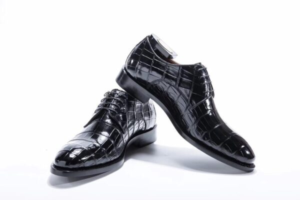 Goodyear Welted Handmade Men Crocodile Leather Lace-Up Shoes,Mens Crocodile Leather Dress Shoes - Image 8