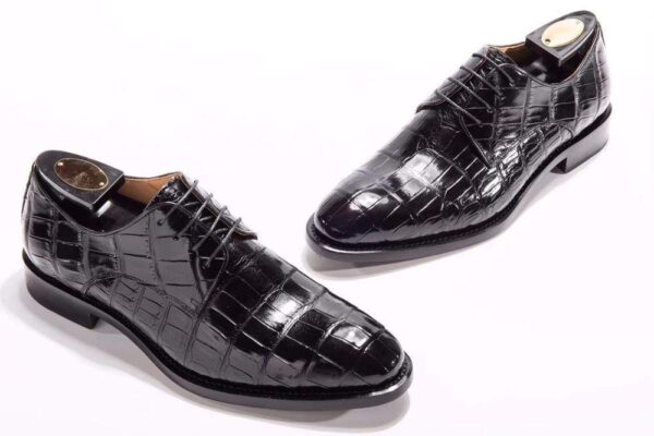 Goodyear Welted Handmade Men Crocodile Leather Lace-Up Shoes,Mens Crocodile Leather Dress Shoes - Image 7