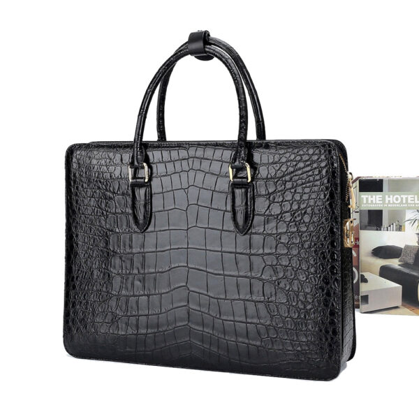 Large Crocodile Leather Laptop Business Briefcase With Password Code Lock - Image 3