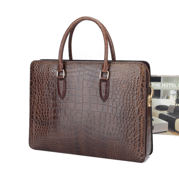 Large Crocodile Leather Laptop Business Briefcase With Password Code Lock - Image 14