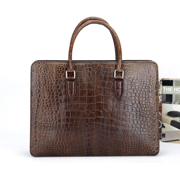 Large Crocodile Leather Laptop Business Briefcase With Password Code Lock - Image 12