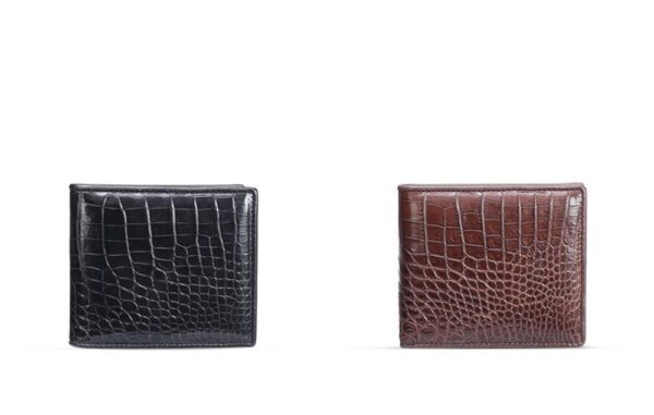 Men Bifold Leather Wallet- Genuine Crocodile Leather Belly Leather