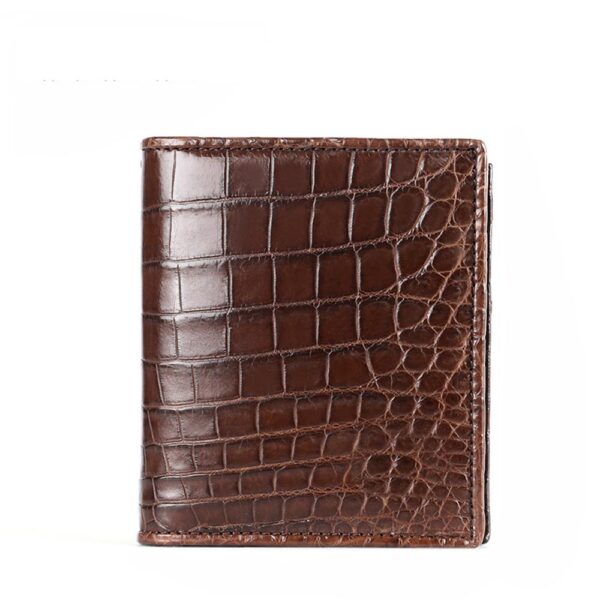 Men Bifold Leather Wallet- Genuine Crocodile Leather Belly Leather - Image 2