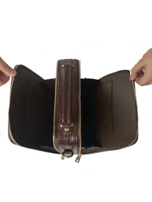 Men Briefcase ,Crocodile Leather Vertical Office Business Bag - Image 11