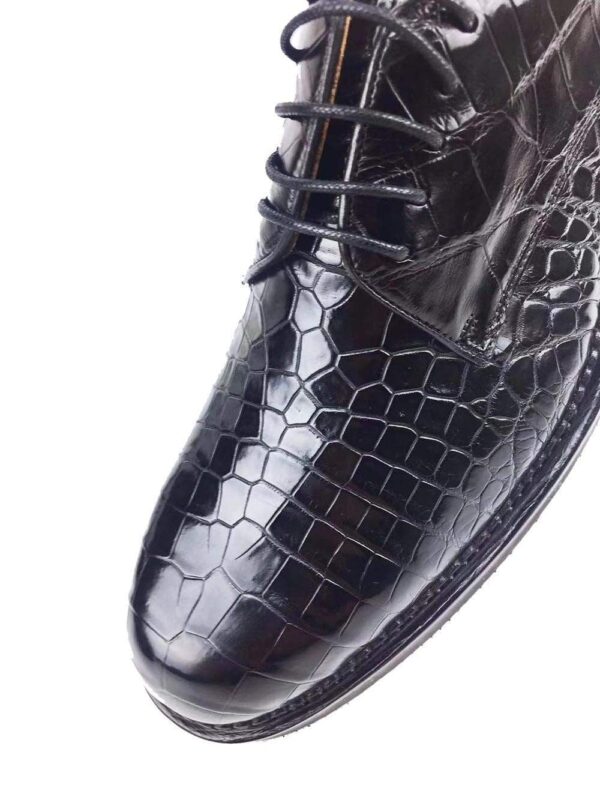 Mens Classic Formal Footwear Man Fashion Style Genuine Crocodile Leather Derby Lace Up Dress Shoes Black - Image 7