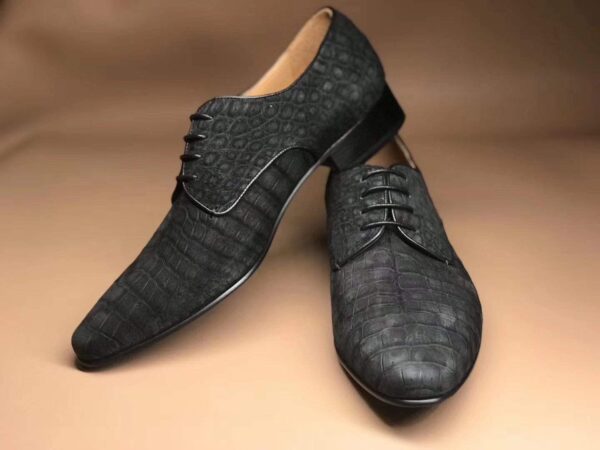 Sanded Crocodile Leather Lace Up Shoes - Image 6