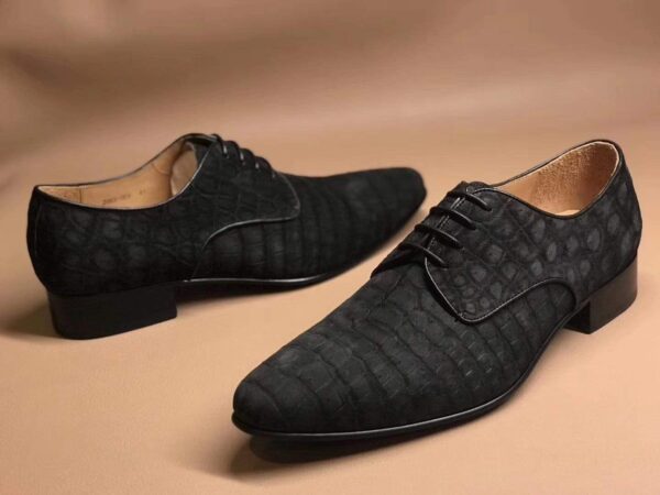 Sanded Crocodile Leather Lace Up Shoes - Image 3