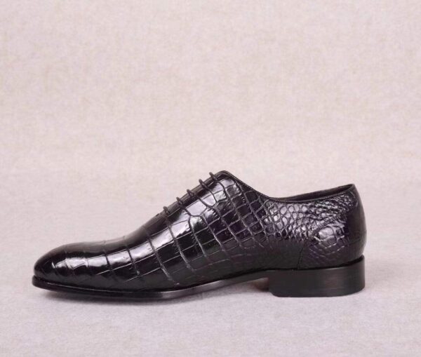 Black Crocodile Leather Lace Up Shoes - Image 7