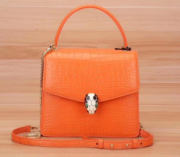 Classic Genuine Crocodile Leather Women Chain Crossbody Bag Flap Shoulder Bag - Image 5