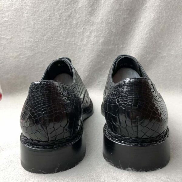 Men's Crocodile Leather Brogue Norwegian Stitch  Lace-Up Business Shoes - Image 8