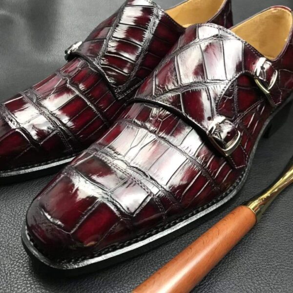 Crocodile  Double Monk Shoes - Image 3