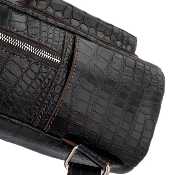 Crocodile Leather Backpack Black  For Women - Image 4