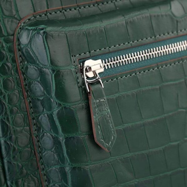 Crocodile Leather Backpack Dark Green  For Women - Image 5