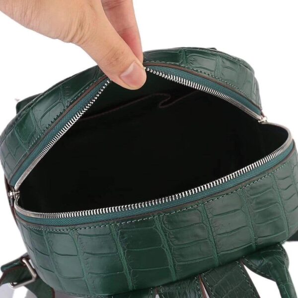 Crocodile Leather Backpack Dark Green  For Women - Image 9