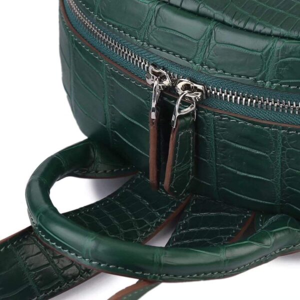 Crocodile Leather Backpack Dark Green  For Women - Image 8