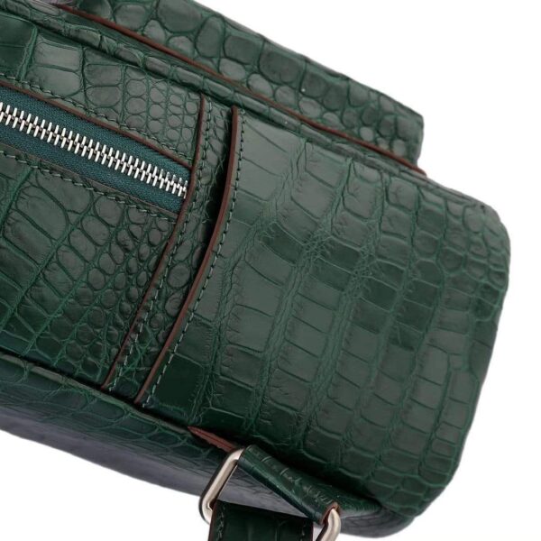 Crocodile Leather Backpack Dark Green  For Women - Image 4