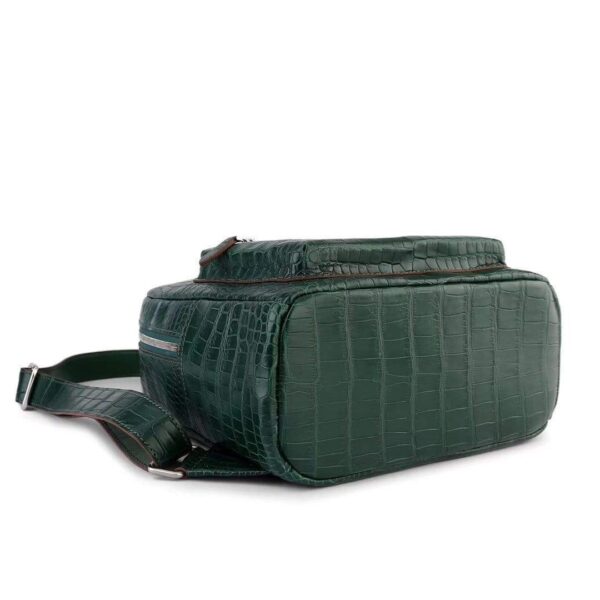 Crocodile Leather Backpack Dark Green  For Women - Image 3