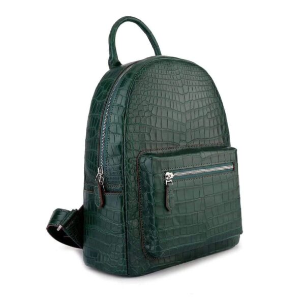 Crocodile Leather Backpack Dark Green  For Women - Image 2