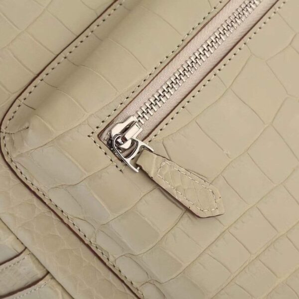 Crocodile Leather Backpack  Cream For Women - Image 4