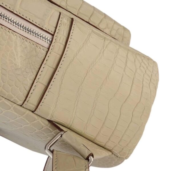 Crocodile Leather Backpack  Cream For Women - Image 6