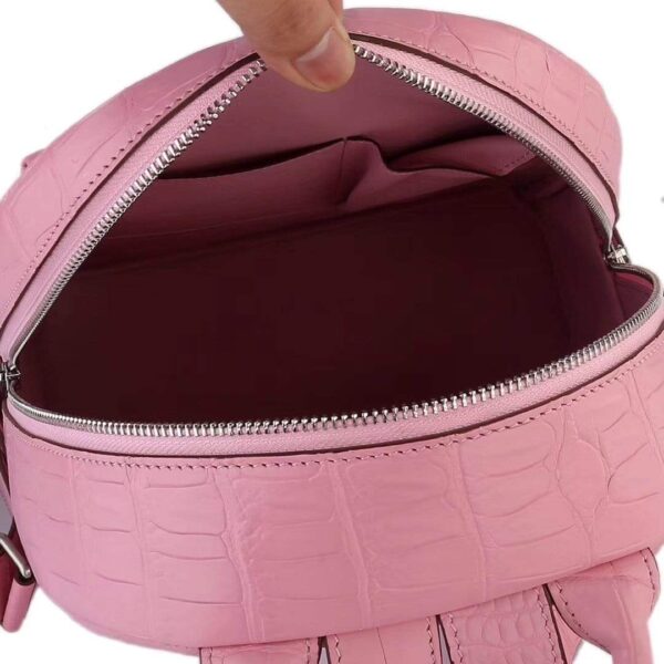 Crocodile Leather Backpack  Pink For Women - Image 9