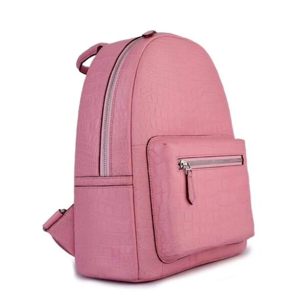 Crocodile Leather Backpack  Pink For Women - Image 4