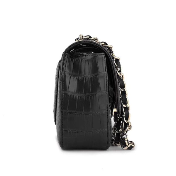 Crocodile Leather Classic Flap Chain Shoulder Bags For Women Black - Image 5