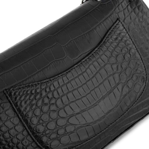 Crocodile Leather Classic Flap Chain Shoulder Bags For Women Black - Image 7