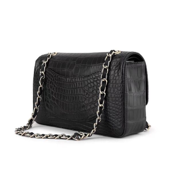 Crocodile Leather Classic Flap Chain Shoulder Bags For Women Black - Image 4