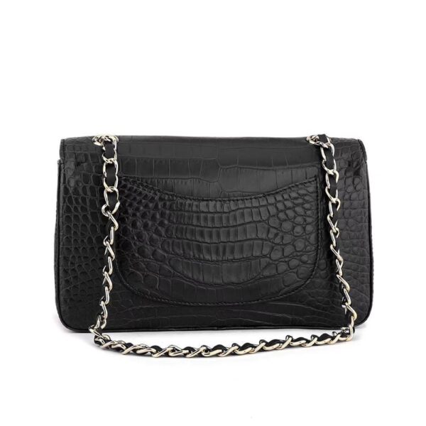 Crocodile Leather Classic Flap Chain Shoulder Bags For Women Black - Image 2