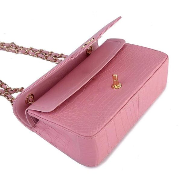 Crocodile Leather Classic Flap Chain Shoulder Bags For Women Pink - Image 5