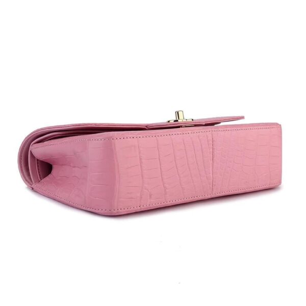 Crocodile Leather Classic Flap Chain Shoulder Bags For Women Pink - Image 6