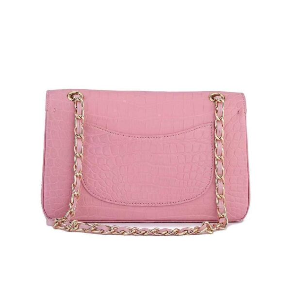 Crocodile Leather Classic Flap Chain Shoulder Bags For Women Pink - Image 2