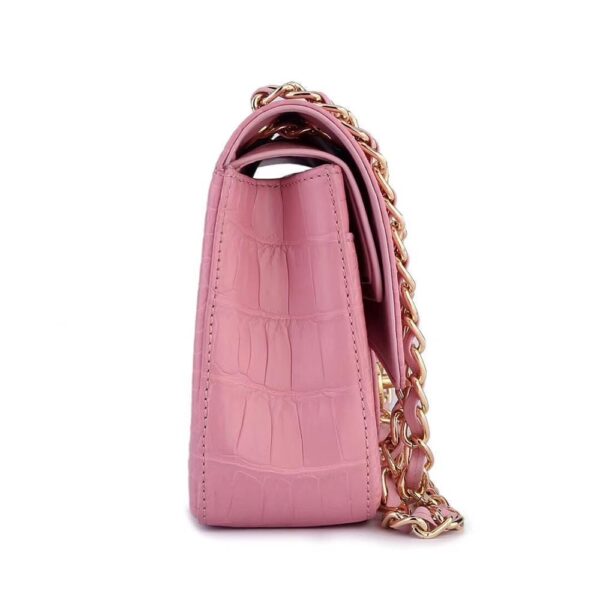 Crocodile Leather Classic Flap Chain Shoulder Bags For Women Pink - Image 3