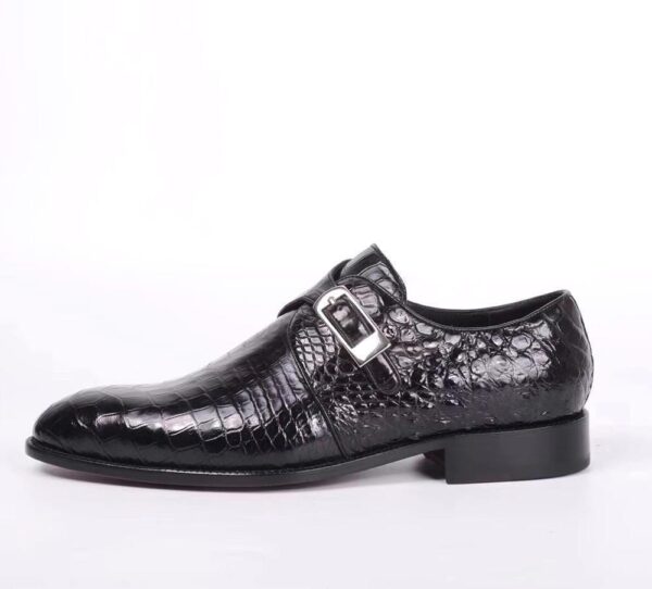 Crocodile Leather  Man Handmade Mens Dress shoes, Mens Monk Shoes, Mens Formal Shoes,Black - Image 2