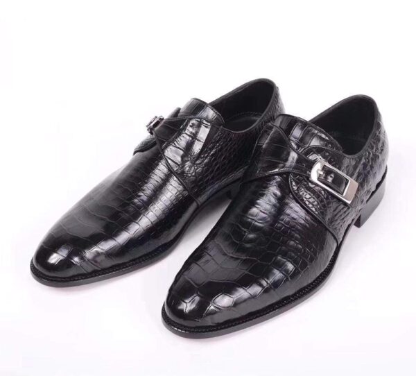 Crocodile Leather  Man Handmade Mens Dress shoes, Mens Monk Shoes, Mens Formal Shoes,Black