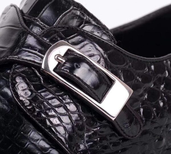 Crocodile Leather  Man Handmade Mens Dress shoes, Mens Monk Shoes, Mens Formal Shoes,Black - Image 3