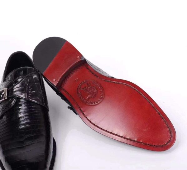 Crocodile Leather  Man Handmade Mens Dress shoes, Mens Monk Shoes, Mens Formal Shoes,Black - Image 5