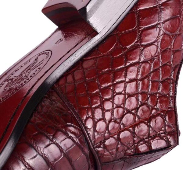 Crocodile  Leather  Man Handmade Mens Dress shoes, Mens Monk Shoes, Mens Formal Shoes,Brushed Red - Image 5