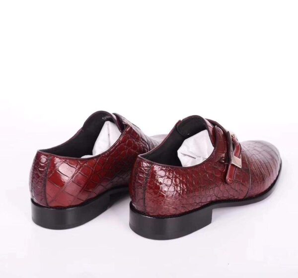 Crocodile  Leather  Man Handmade Mens Dress shoes, Mens Monk Shoes, Mens Formal Shoes,Brushed Red - Image 4