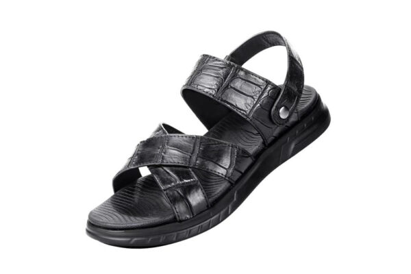 Crocodile Leather Sandals Outdoor Beach Shoes Crocodile Leather Flip Flops Non-slip Slides - Image 9