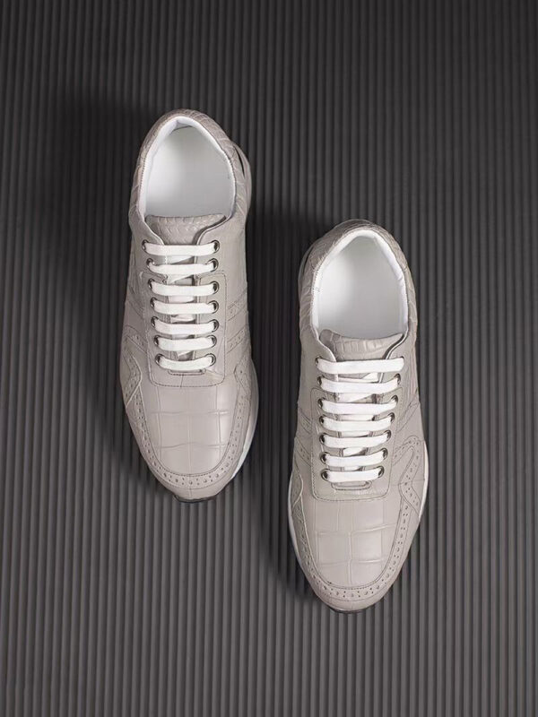 Crocodile Leather Sneaker Shoes Grey - Image 2