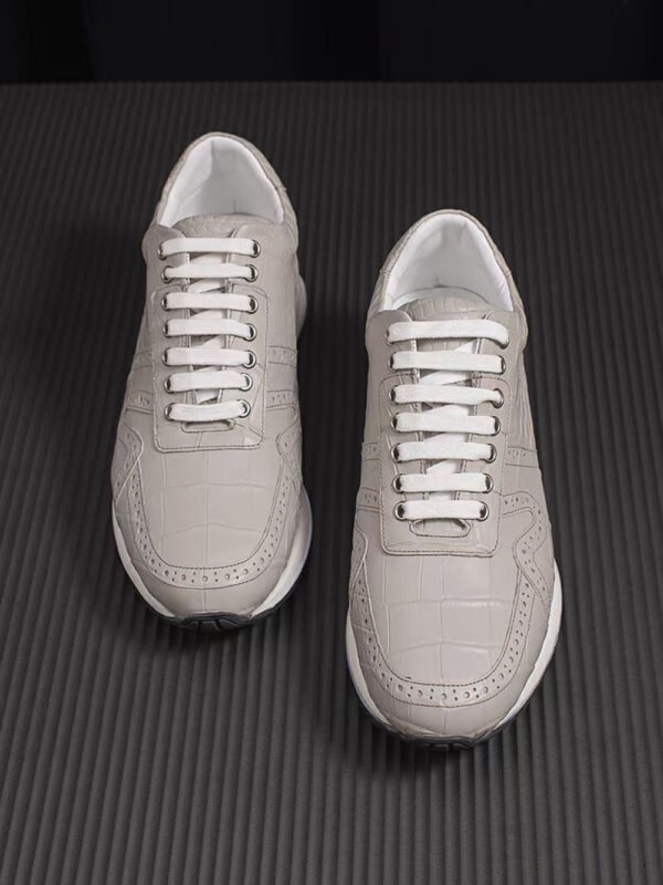 Crocodile Leather Sneaker Shoes Grey - Image 3