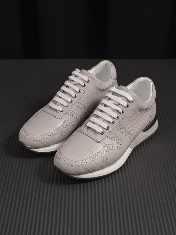 Crocodile Leather Sneaker Shoes Grey - Image 4