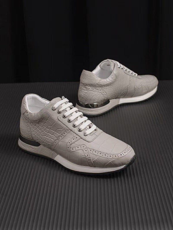 Crocodile Leather Sneaker Shoes Grey - Image 5