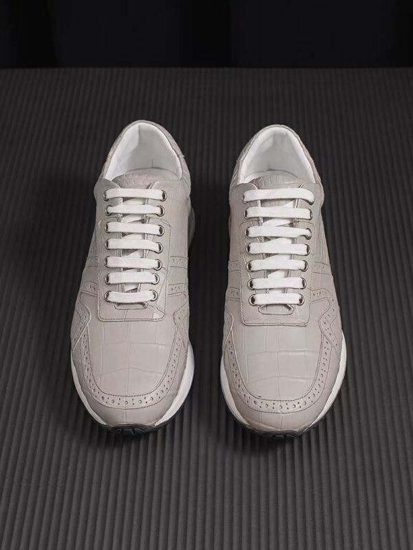 Crocodile Leather Sneaker Shoes Grey